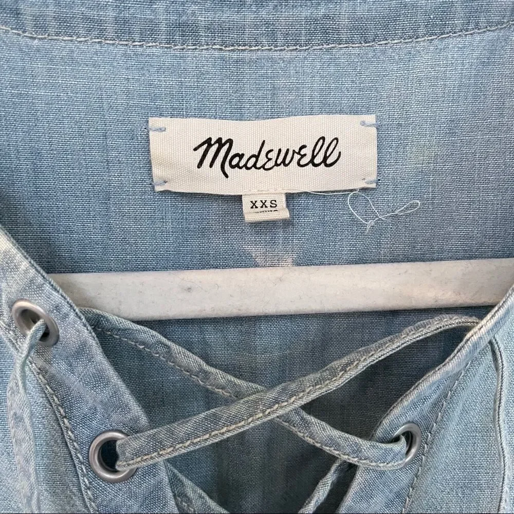Madewell denim chambray lace up dress‎